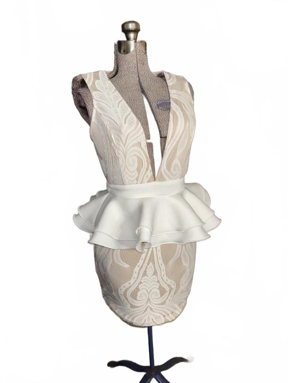 PrettyLittleThing Ruffle Detail Plunge Dress